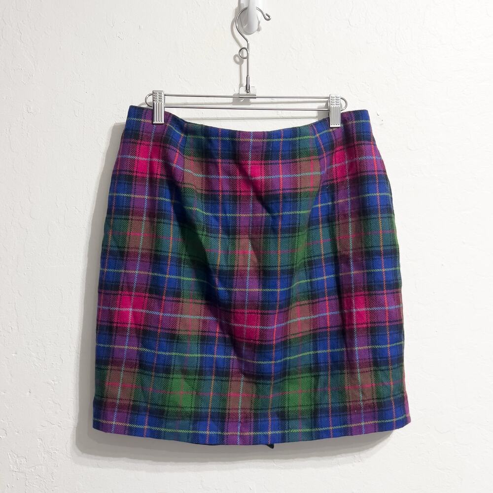 Talbots Pink Blue Green Plaid Mini Skirt